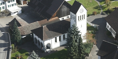 Wagen aus der Luft mit der Kapelle St. Wendelin.