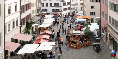 Herbstmarkt auf dem Rapperswiler Hauptplatz.