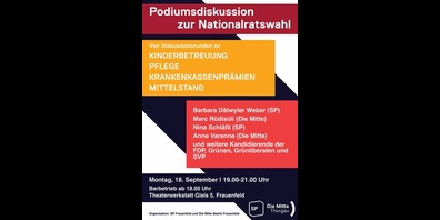 Podium zu den Nationalratswahlen im Herbst 2023.