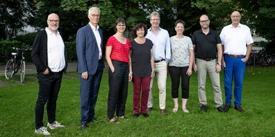 Das Kirchentag-OK: (v.l.n.r.) Jürg Hermann, Heinz Fäh, Belinda Dietziker, Esther Leuzinger, Ueli Schläpfer, Angela Glaus, Robert Schätzle, Thomas Rüegg. Nicht auf dem Bild: Werner Sutter.