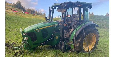 Der beschädigte Traktor.