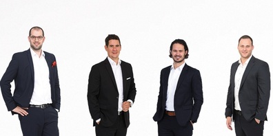 Team Vermögensberatung der Raiffeisenbank Regio Uzwil, v.l.: Sérgio Pimento, Marco Schlatter, Claudio Holenstein und Fabian Baur.