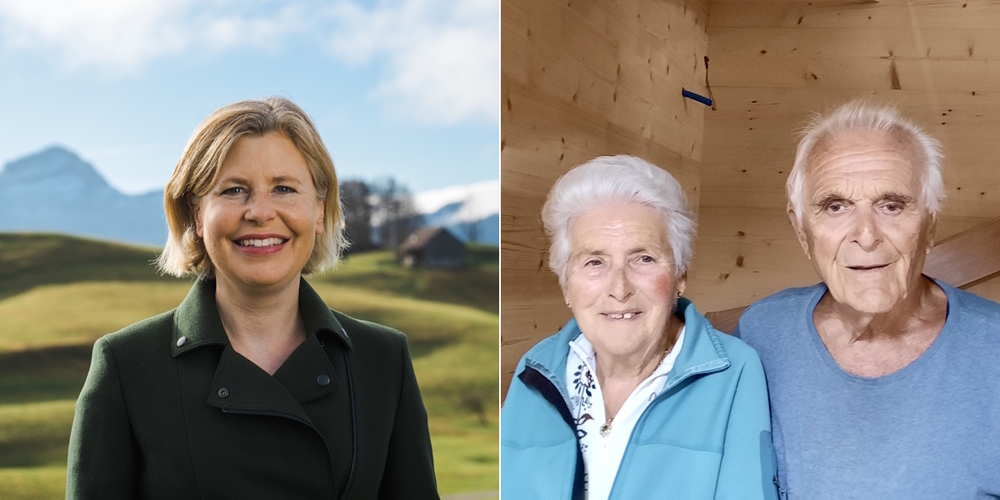 Robert und Rösli Frey empfehlen Esther Friedli (l.) zur Wiederwahl, da sie sich für Werte wie Freiheit, Sicherheit und Selbstbestimmung einsetze.