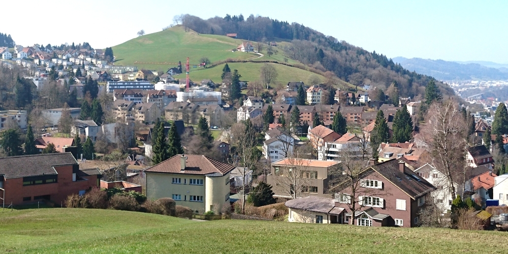 Blick auf die Solitüde – hier ohne Kühe