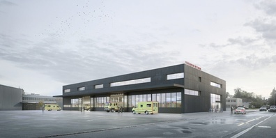Visualisierung des geplanten neuen Feuerwehrgebäudes.