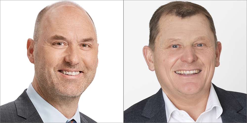 Der Rheintaler Ex-Kantonsratspräsident Felix Bischofberger (r.) empfiehlt den Sarganserländer FDP-Nationalratskandidaten Thomas Warzinek zur Wahl.