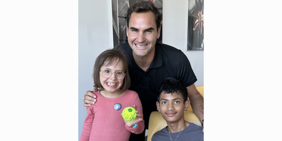 Pamela und Joel lernten Roger Federer kennen.