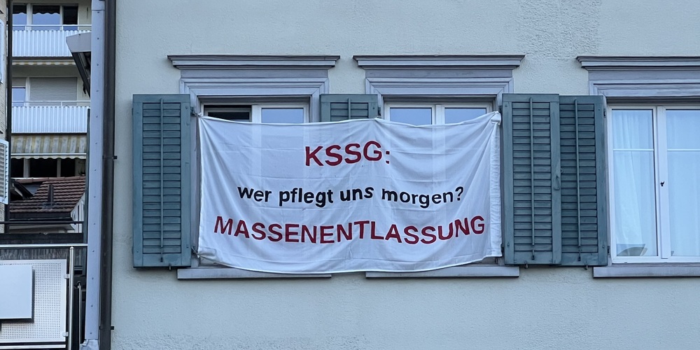 Protest von KSSG-Angestellten gegen den geplanten Personalabbau
