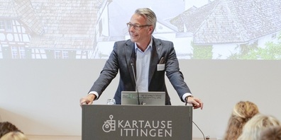 Daniel Wessner, Leiter des Amts für Wirtschaft und Arbeit, spricht an der nationalen IIZ in der Kartause Ittingen.
