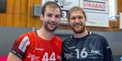 Das Bollwerk in der Kreuzlinger Defensive: Innenblocker Thomas Rink und der zuletzt formstarke Torhüter Andreas Wieser wollen auch gegen Suhr Aarau möglichst viele Tore verhindern. 
