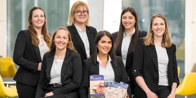 Team Ernst Sutter: Shona Sturzenegger (St.Gallen), Anja Diem (Urnäsch), Lea Brocker (Teufen), Tamara Stäuble (Projektleiterin, Lachen) Valentina Ljubic (St.Gallen) und Rahel Buob (Rorschacherberg)