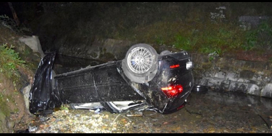Das Auto kam  auf dem Dach liegend zum Stillstand.