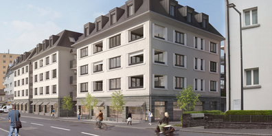 Wo sich Glarnerstrasse und Bahnhofstrasse in Siebnen kreuzen, ist ein Neubau mit 42 Wohnungen und vier Gewerberäumlichkeiten im Entstehen.