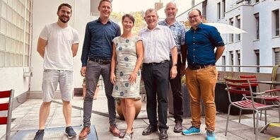 Die Wahlempfehlung der CSP: Sandro Lendi, Mathias Müller, Luzia Krempl, (Felix Bischofberger, Präsident CSP SG, ist nicht Kandidat), Thomas Warzinek und Sandro Lendi