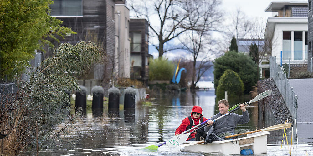 So präsentierte sich die Hochwasserlage im Sachsler Ried am Mittwoch. (Archivaufnahme)