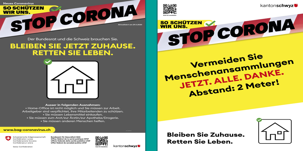 Die Plakate des BAG, welche in den Gemeinden verteilt werden. 