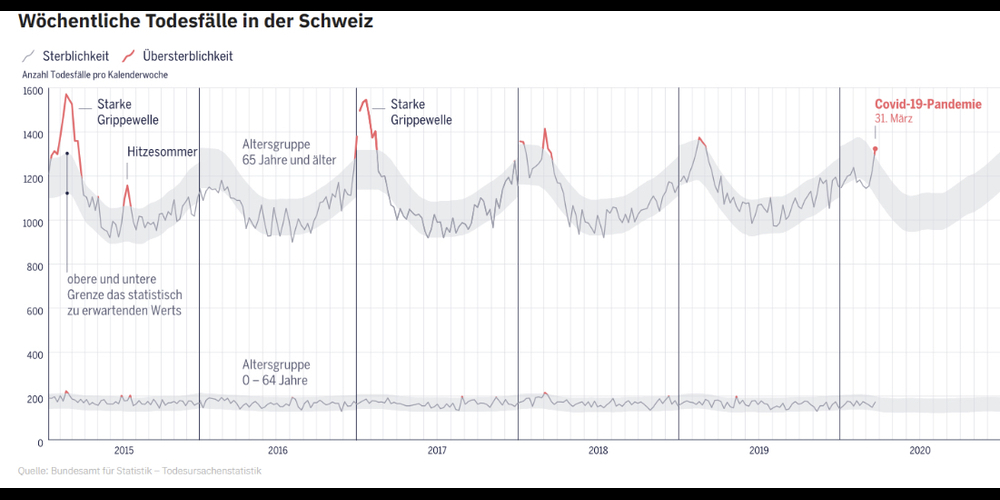 Das Bundesamtes für Statistik zeigt auf, wie die Todesfälle zurzeit eingeordnet werden müssen.