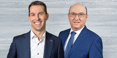 Im Bild von links:  Michael Götte (SVP) und Beat Tinner (FDP).