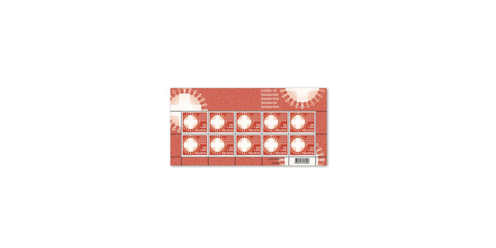 So sieht sie aus: Die «COVID-19 Solidarität»-Briefmarke. (Bild: postshop.ch)