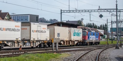 Güterzug beim Bahnhof Gossau.