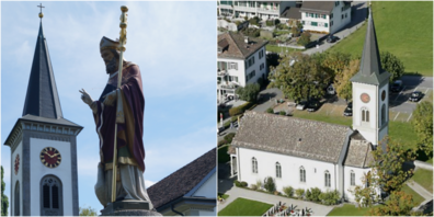 Der Heilige Martin und die Kirche in Busskirch.