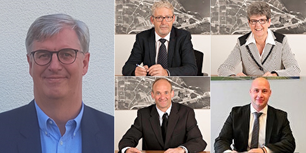 Die Gemeinderatsmitglieder Marcel Benz (l.), Alois Bamert (Mitte o.) und Rita Leuenberger (r.o.) verzichten, Bruno Huber (Mitte u.) und Zoran Vidakovic treten an.