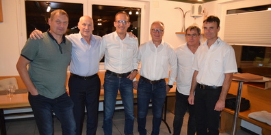 Von links: Daniel Hutter, Peter Hafner, Patrick und Gottfried Dietsche vom OK, RSK Präsident Koni Hungerbühler und Verbandspräsident David Zimmermann.