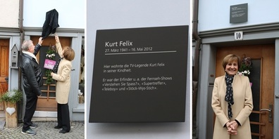 Enthüllung der Gedenktafel im Beisein von Paola Felix. 