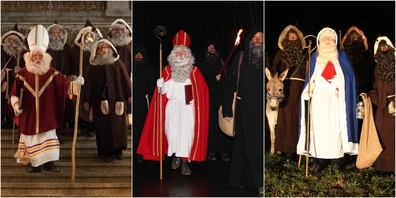 Chlaus mal drei: in Rapperswil, Jona und Lenggis-Kempraten (v.l.n.r.).