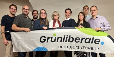 Im Bild von links: Fabian Oberlin, Harry Huber, Daniel Stieger, Ramon Waser, Franziska Cavelti Häller, René Bruderer, Jeannette Worden-Schneider, Felix Kramer und Johannes Leutenegger.
