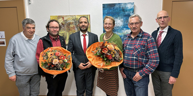 Die Mitglieder der Kirchgemeinde Neuhausen: Markus Bloch, Florian Casura (scheidend), Josif Trajkov, Judith Keller (scheidend), Paul Schmid (neu), Norbert Kempter. Es fehlt Ital von Reding. (v.l.)