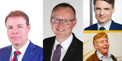Von Links: Dominik Zehnder, Präsident FDP; Herbert Huwiler, Präsident SVP; Matthias Kessler, Präsident CVP, und Karl Fischer, Präsident KSGV, haben dem Regierungsrat einen offenen Brief geschickt.