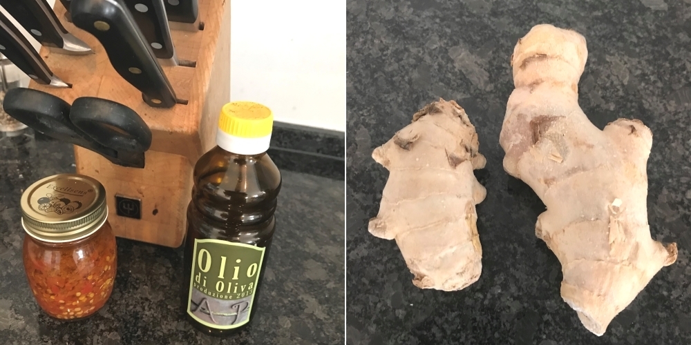 Zwei meiner Lieblingsgewürze: Aglio Peperoncini (links) und Ingwer.