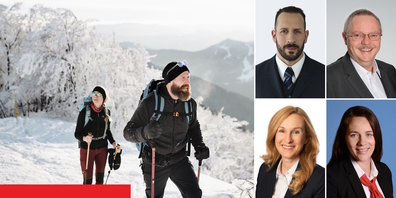 Ihre lokalen Anlagespezialisten beraten Sie kompetent und ganzheitlich: Nicolas Benz (Raiffeisenbank Rapperswil-Jona), Roger Hurni (Raiffeisenbank Schänis-Amden), Daniela Kündig Brunschwiler (Raiffeisenbank Benken) und Mateja Baric (Raiffeisenbank am Ricken). 