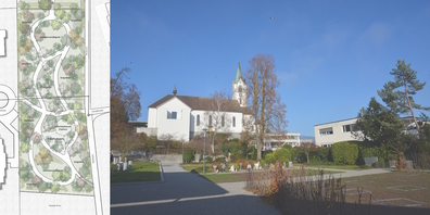 Der Joner Friedhof Frohbühl (l.) soll um einen «Waldfriedhof» erweitert werden. Dazu müssen die planungsrechtlichen Rahmenbedingungen zu bereinigen.