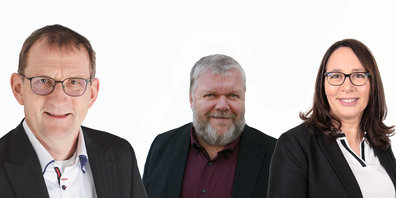 Die Kandidaten für den Bezirksrat von links nach rechts: André Baron, Edgar Reichmuth und Nicole Fritsche. 