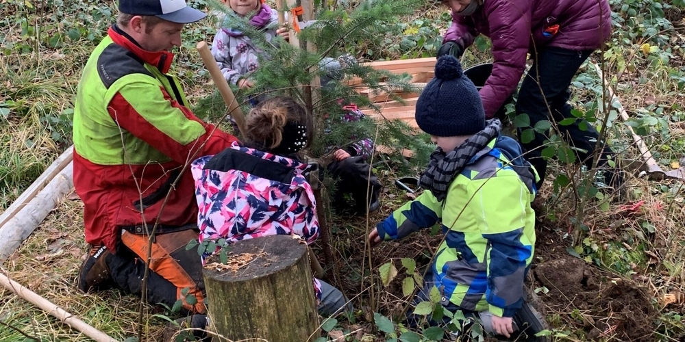 Bei Bepflanzung packte eine Kindergartenklasse mit dem Forstteam an. Nun können die Kinder «ihre» die Bäume vorübergehend nicht besuchen. (Archivbild)
