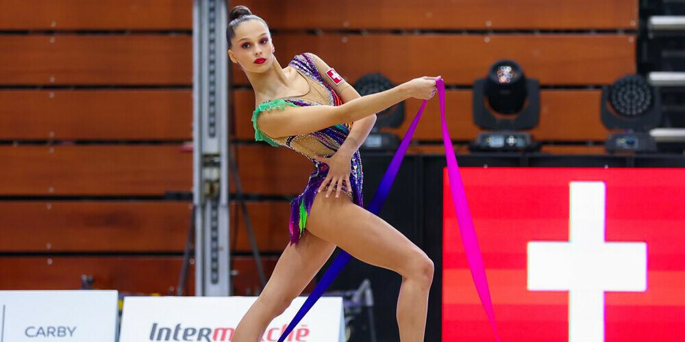 St.Gallerin Florentine Bentz, Mitglied des Nationalkaders U15, am Guimagym-Cup in Portugal im November 2023