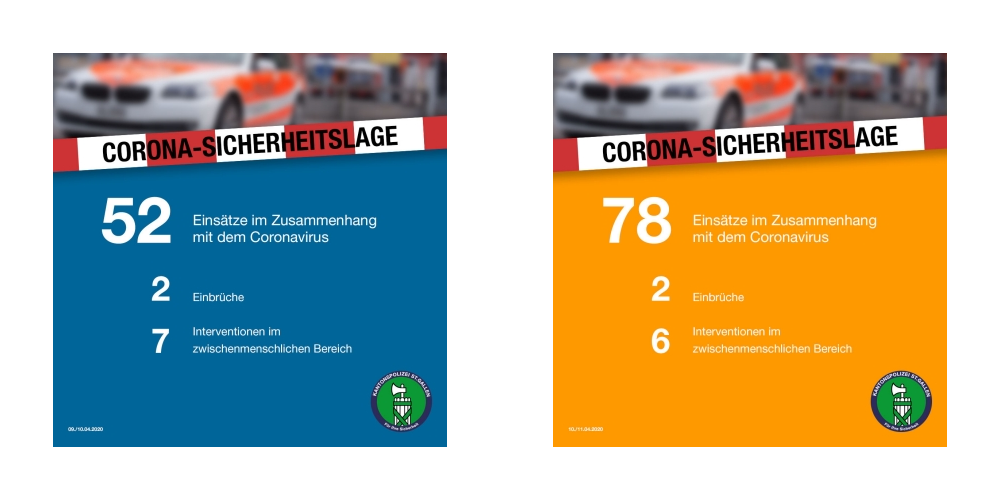Rechts: Aufschlüsselung der Kapo-Einsätze zwischen Freitag- und Samstagmorgen. Links: Zum Vergleich die Daten zwischen Donnerstag- und Freitagmorgen.