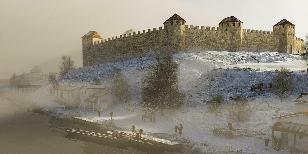 Um die Mitte des 4. Jahrhunderts zog sich die Bevölkerung von Turicum zum Schutz in ein Kastell auf dem Lindenhofhügel zurück. Blick von Norden Richtung Zürichsee. 