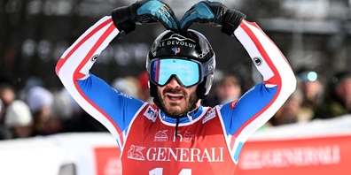 Herzhafter Jubel: der Kitzbühel-Sieger Cyprien Sarrazin aus Frankreich.