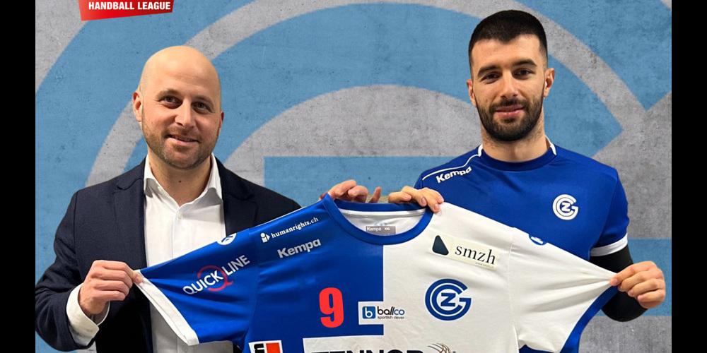 Freuen sich über die Vertragsverlängerung (v. l.): Sportchef Gabor Vass und Spieler Martin Popovski.