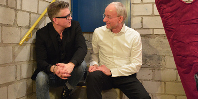 Hugo Bollschweiler, neuer  Dirigent des Sinfonischen Orchesters Wil, und Kurt Pius Koller, langjähriger  musikalischer Leiter des Musiktheaters Wil