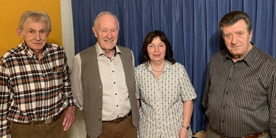 Von links: Ehrenveteranen Hans Neuherz und Walter Loher, erste Feldmeisterschaft Stefanie Wittwer und Neumitglied Paul Mettler
