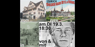 Am 19. März geht es um eine interessante Neuerscheinung: «Dolder – ein Haus und sein Quartier» von Felix Studinka, 320 Seiten, 100 schwarz-weisse Abbildungen, Fr. 44.–. Verlag Hier und Jetzt, Breitingerstrasse 23, 8002 Zürich. Felix Studinka persönlich wird über die spannende Geschichte erzählen. Er war Kurator am Museum für Gestaltung Zürich und ist seit 2006 als freischaffender Künstler tätig.