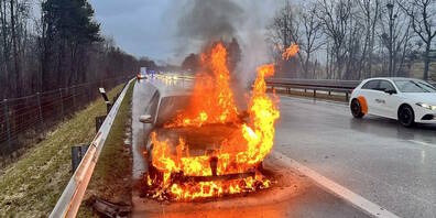 Das Auto geriet auf der A13 Fahrtrichtung Sargans in Brand.