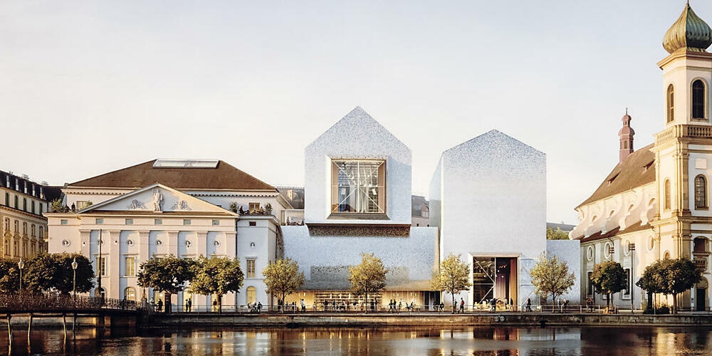 Das Siegerprojekt für das neue Luzerner Theater wird Mitte Mai der Öffentlichkeit präsentiert. Visualisierung des Siegerprojekts