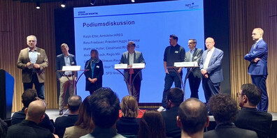 Von links: Ueli Strauss, Ralph Etter, Anne Rombach, Ralph Dietsche (Moderator), Claudio Winter, Reto Friedauer, Beat Tinner und Matthias Hutter
