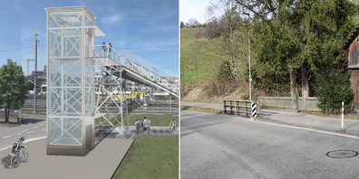 Die Grünliberalen befürworten den Ersatzneubau der Joner Felsenhofbrücke mit Renaturierung (r.) und die Liftbauten für die Rapperswiler Bahnhofpasserelle.