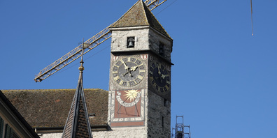 Die Bauarbeiten im Schloss haben auch Einfluss auf die Wartung der Turmuhr.